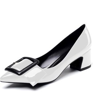 Women's Pointed Toe Pumps Heels 2 Inch Block Middle Heel Chic Pumps